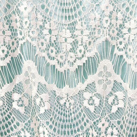 Lulus Others Follow Lana Mint and White Lace Dress Sleeveless Stretch Knit Mini - Picture 13 of 16